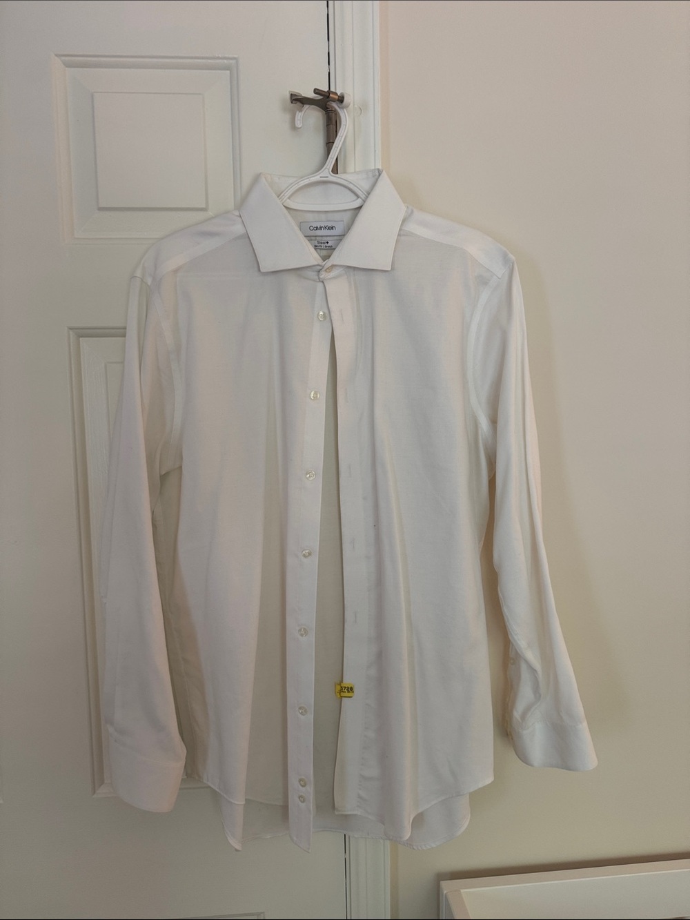 Calvin Klein Men's White Long-Sleeve Dress Shirt